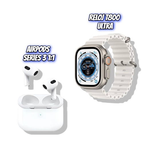 Airpods 3 Generación 1.1 2023 + Smartwatch T800 Ultra